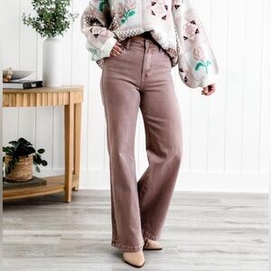 Risen x FP High Rise Mauve Tummy
Control Wide Leg Jeans